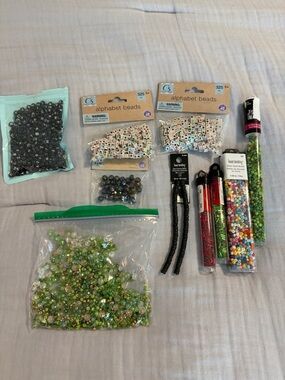 Mixed Bead Lot with Alphabet Beads and Lava Beads NEW